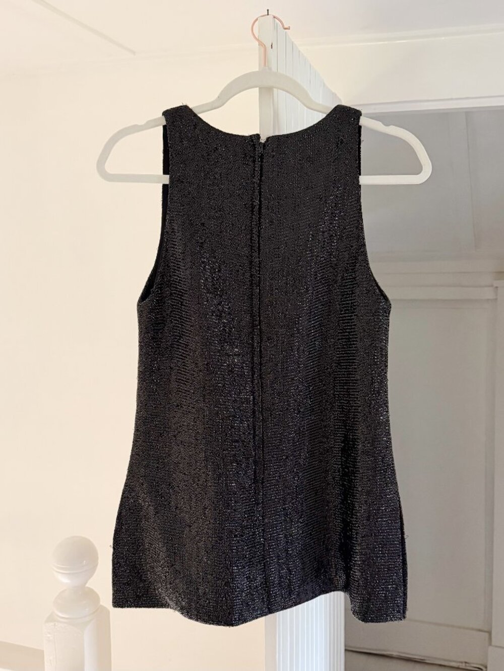 Saks Fifth Avenue Vintage 60s Metallic Tinsel Top Size 7 Black - Picture 6 of 9
